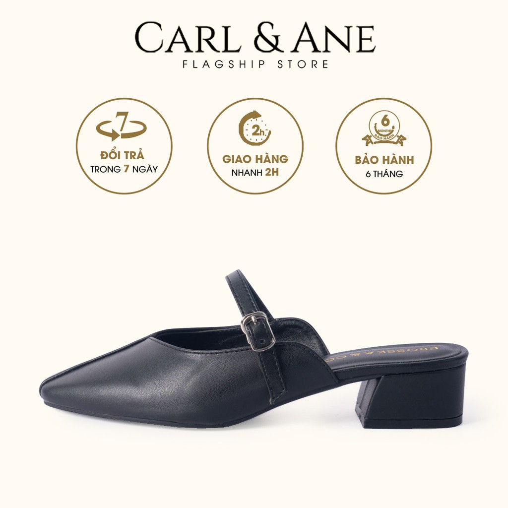 Carl &amp; Ane - Dép cao gót thời trang phối dây mảnh tinh tế cao 4cm màu đen - EL017