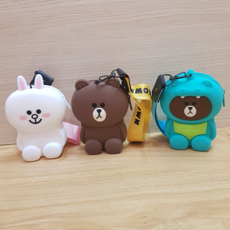 Móc khóa ví silicon Brown Cony Dino siêu cưng