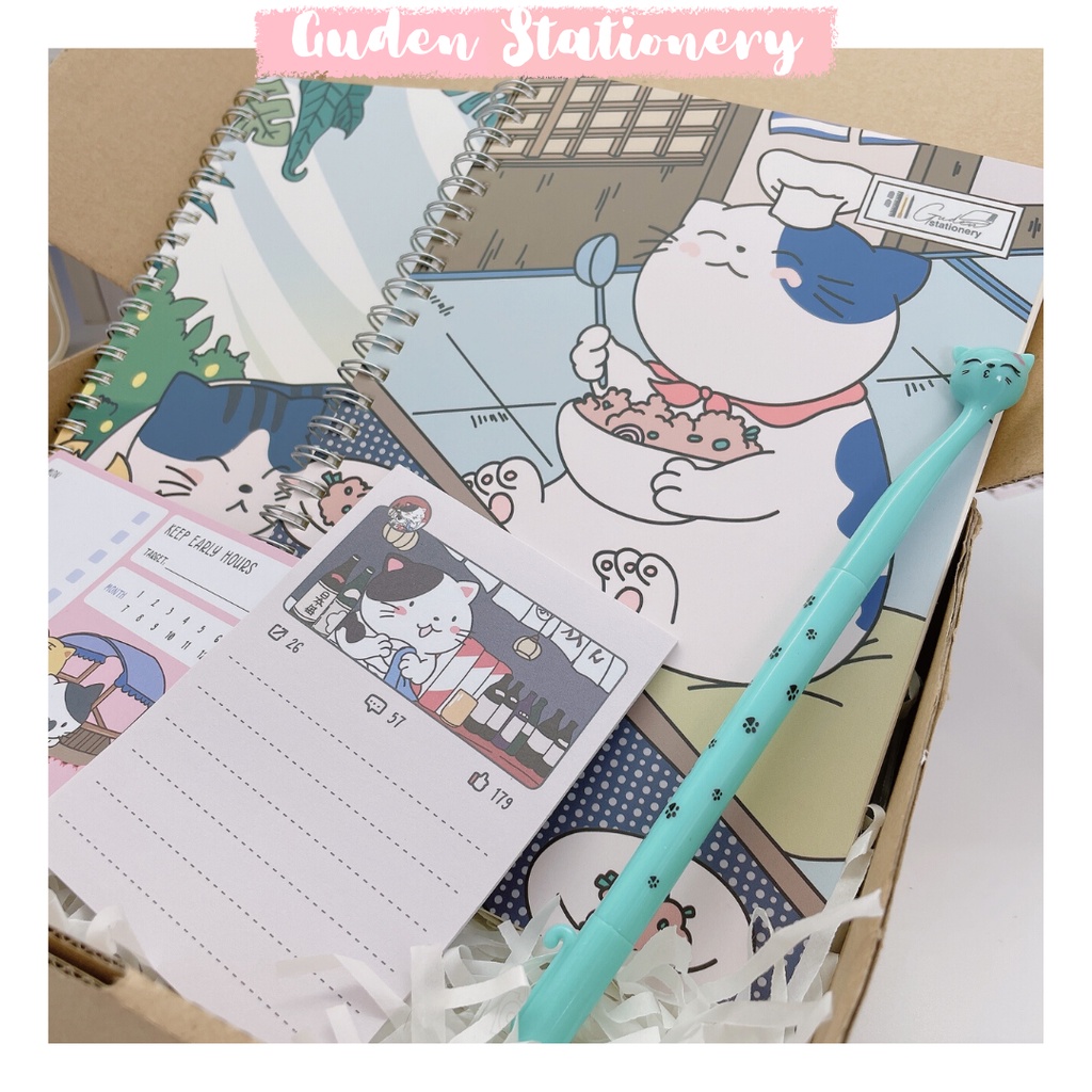 Hộp quà sổ tay mèo Nhật Bản_Guden Stationery