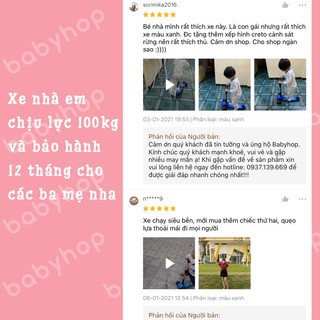 Xe Scooter cho bé, xe trượt Scooter 3 bánh to phát sáng vĩnh cửu gấp gọn chịu lực 80kg thương hiệu Babyfast Babyhop 5.0