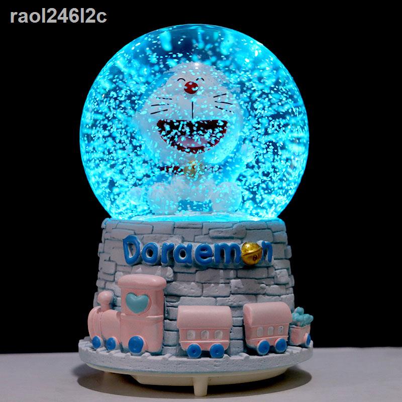 ( Sẵn)Doraemon Quả cầu Pha lê Hộp nhạc Tinkerbell Mèo Đồ chơi Quà tặng Trang trí Trang trí Quà tặng Sinh nhật Cô gái Trẻ