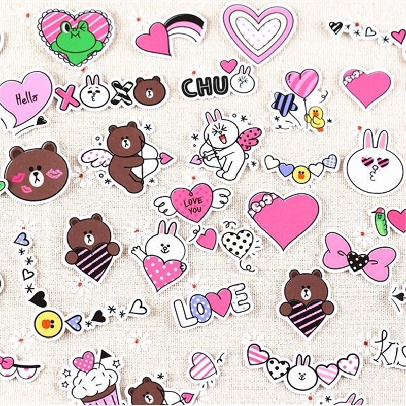 Bộ 32 hình dán thỏ Cony và gấu Brown dễ thương dùng để trang trí