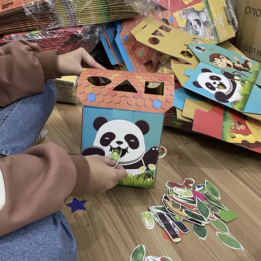 Bộ đồ chơi thả hình con vật và hình khối - Bộ con gì ăn nấy phát triển trí tuệ cho bé - HÀNG MADE IN VIETNAM 3021