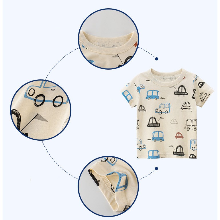Áo Thun Cotton Tay Ngắn In Hình Xe Tải / Stitch Thời Trang Cho Bé Trai Và Gái