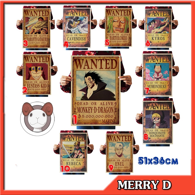 Poster One Piece Tổng Hợp 51x36cm Vintage - Hình Vua Hải Tặc - Dragon, Marco, Ace, Sabo, Enel, Roger,...