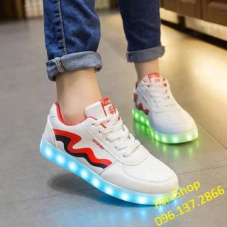 SQKL Giày lượn sóng đỏ đen đèn led 7 màu