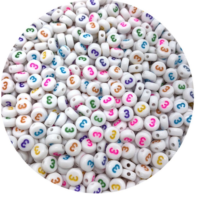 Set 100 Hạt Xâu Chuỗi 7mm &quot;0-9&quot; Hình Oval / Vuông Nhiều Màu Dùng Để Làm Đồ Trang Sức Thủ Công