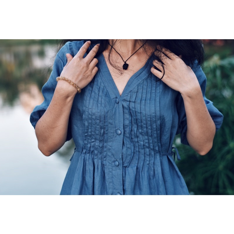 Đầm linen thắt eo