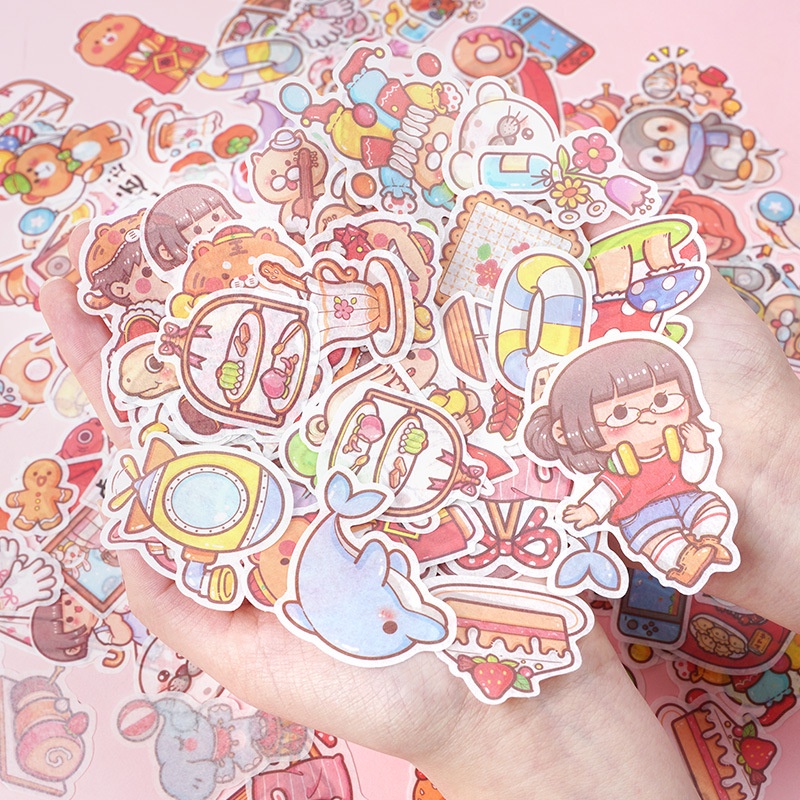 Sticker Dán Trang Trí Sổ Tay diy Hình Cô Gái Mochi Series Nhỏ Nhắn Dễ Thương Phong Cách Nhật Bản Có 4 Kiểu