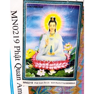Tranh thêu chữ thập phật quan âm MN0219 - tranh chưa thêu