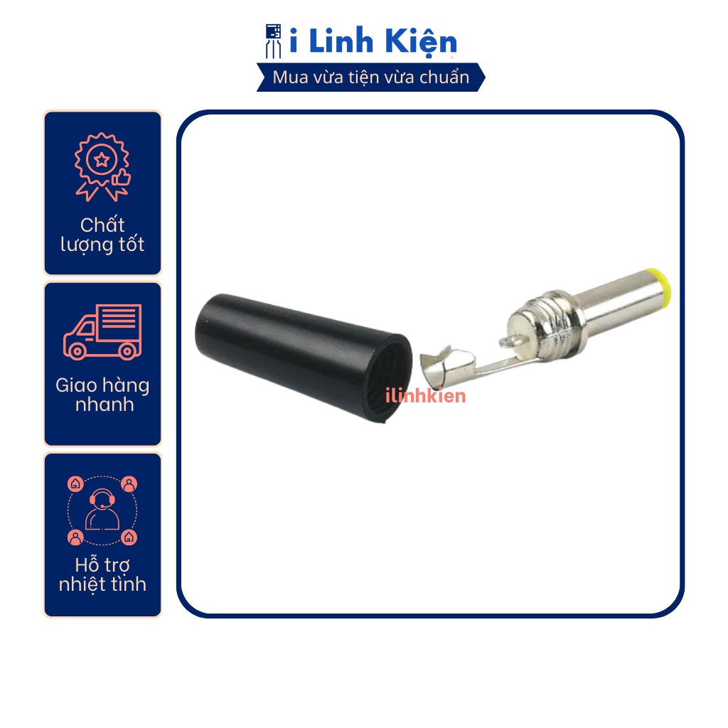 Jack nguồn DC đực 5.5x2.1mm / 5.5x2.5mm loại tốt lõi nhựa vàng