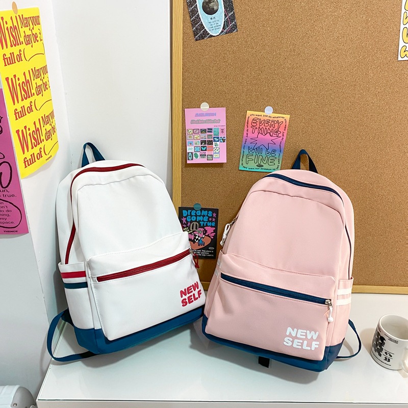 Ba Lô Nylon Màu Sắc Tương Phản Phong Cách Anh Quốc Mới 2022 Cho Học Sinh Trung Học