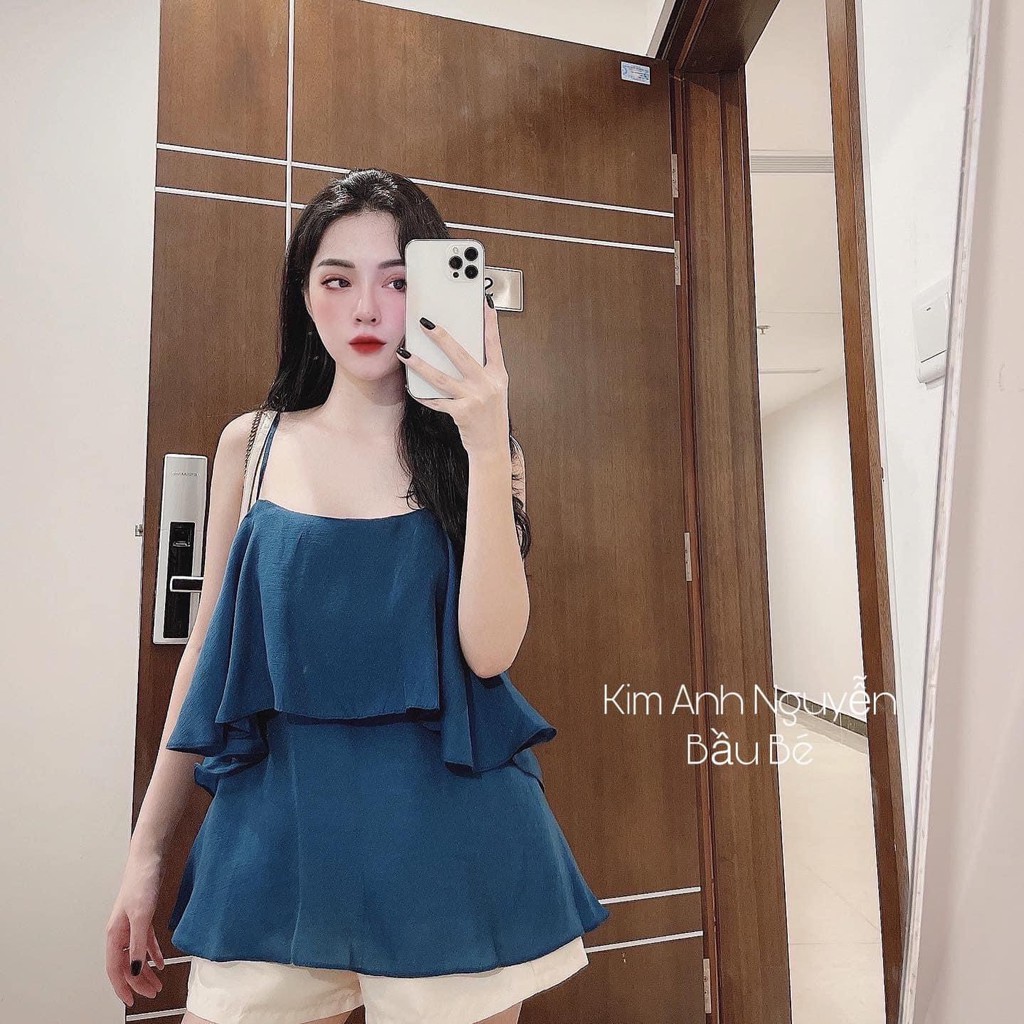 Set bộ lụa 2 dây bèo tầng mix quần sooc gấm tacta | BigBuy360 - bigbuy360.vn