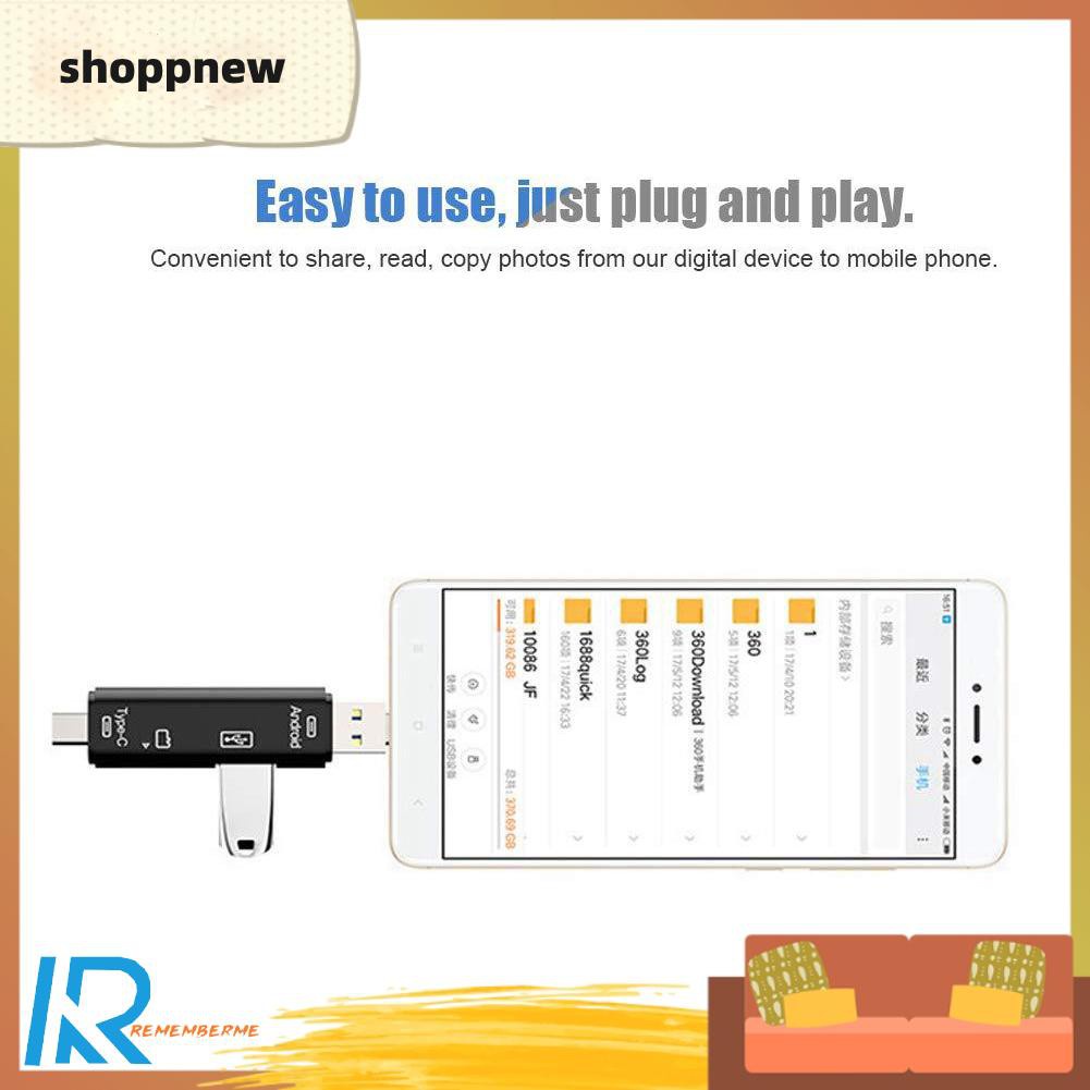 Đầu Đọc Thẻ Nhớ 5 Trong 1 Type-C Micro Usb Otg Cho Điện Thoại Laptop | BigBuy360 - bigbuy360.vn