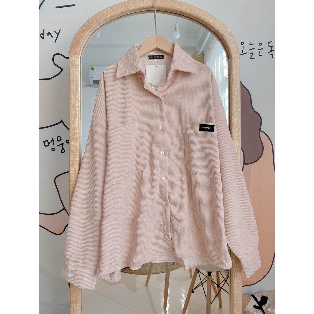 Áo khoác nhung tăm, áo sơ mi ulzzang nữ dáng rộng - NhimShop SM01 | BigBuy360 - bigbuy360.vn