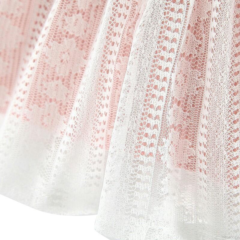 Đầm tutu tay ngắn giả 2 mảnh phối ren thời trang công chúa mùa hè cho bé gái