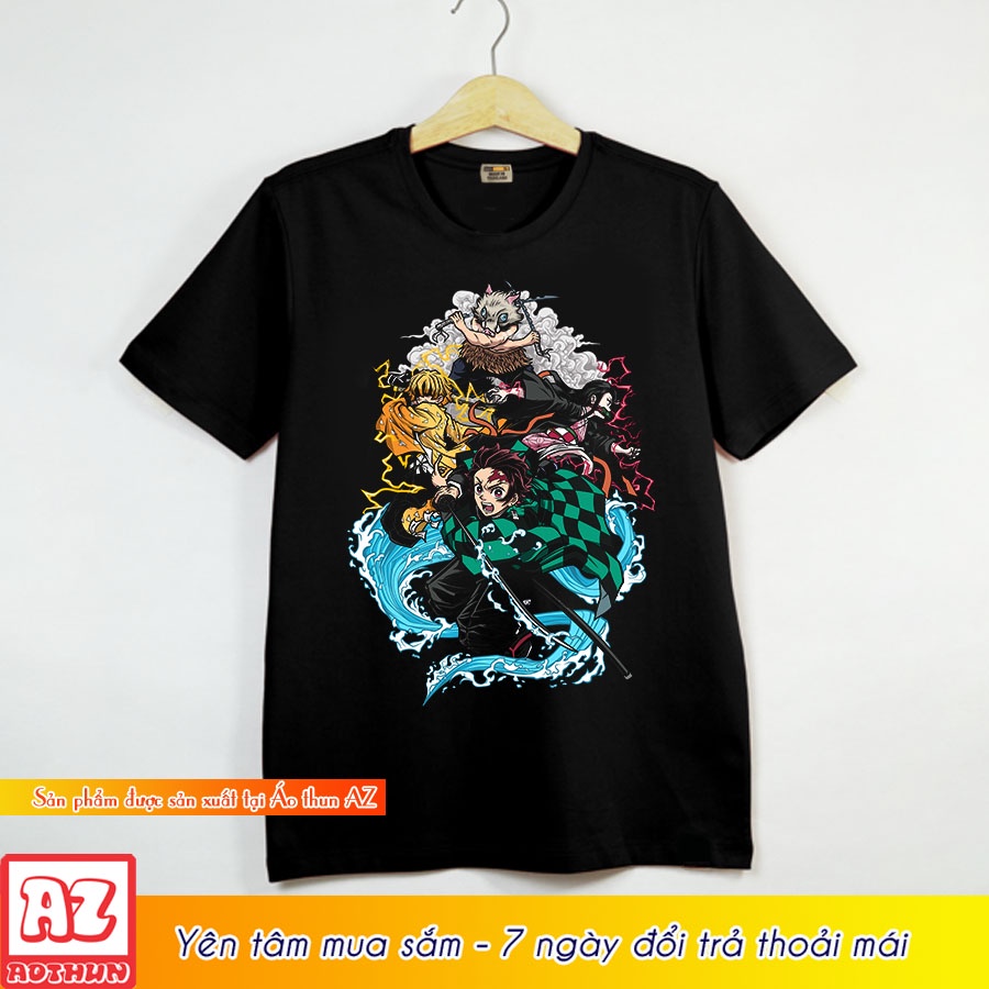 Áo thun anime kimetsu no yaiba tanjiro màu đen phong cách thái lan M2939