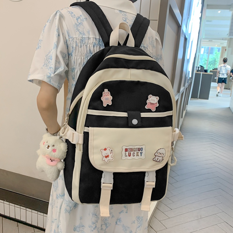 Ba lô đi học PRETTYZYS sức chứa lớn 14inch phong cách Hàn Quốc 2022 dành cho nữ tuổi teen