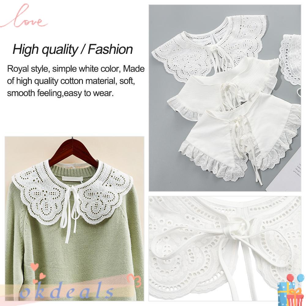 Cổ Áo Rời Cổ Bẻ Phối Ren Hoa Phong Cách Vintage Ngọt Ngào