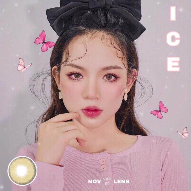 Kính áp tròng Ice Brown Hàn Quốc tone nâu rêu viền bo tròn