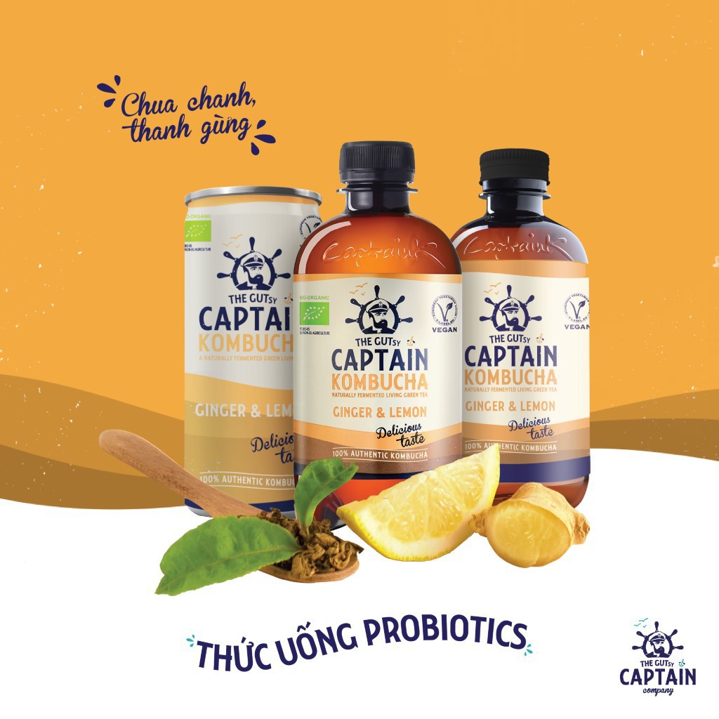 Trà KomBuCha hữu cơ The GUTsy Captain Kombucha Organic 400ml