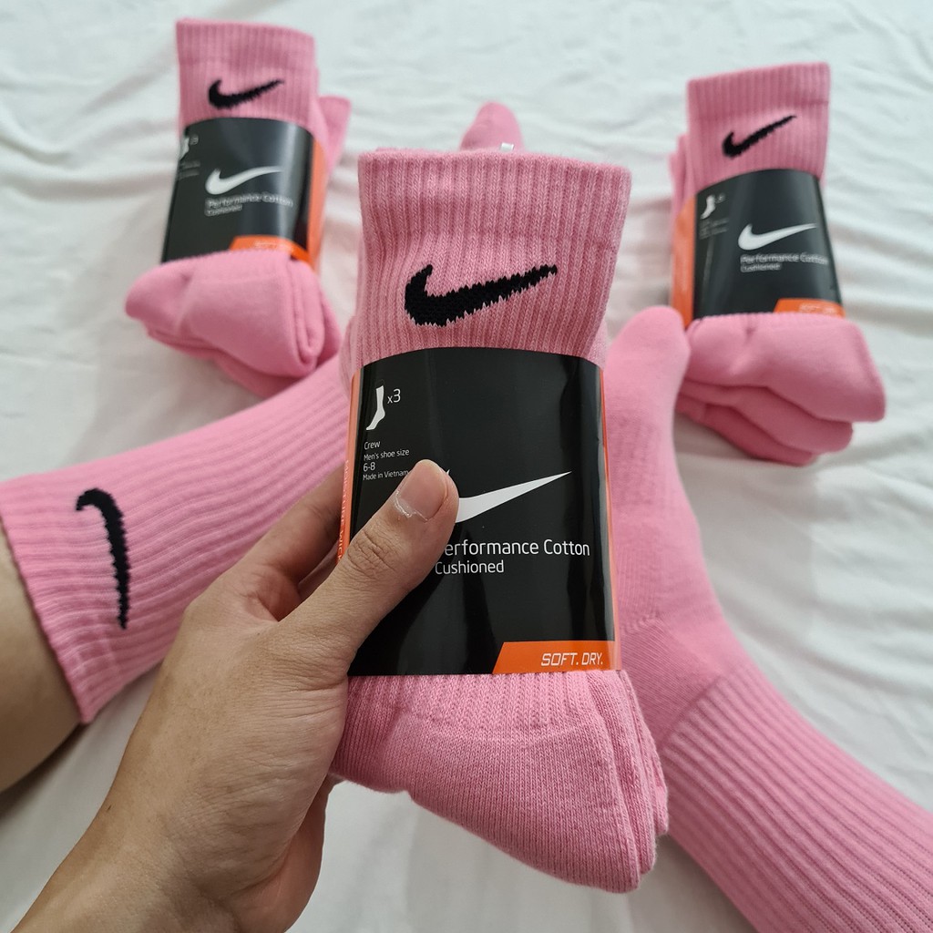 Pack 3 đôi tất thể thao Nike màu Hồng Mã 1 - Free ship + Quà tặng Loved socks by TatsTats.vn