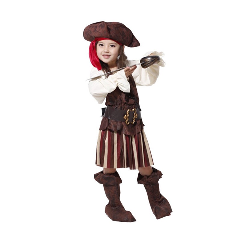 Cô gái Cướp biển Đội trưởng Trang phục Cosplay Cướp biển vùng Caribe Halloween Lễ hội hóa trang Bữa tiệc Disney Phim cho trẻ em Quần áo