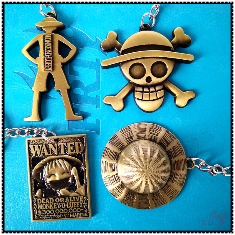 ✪ Móc Khóa Hình One Piece:Luffy - Anime ✪ 1 Móc Khóa Kim Loại Hình Đầu Lâu Đội Nón Rơm Luffy