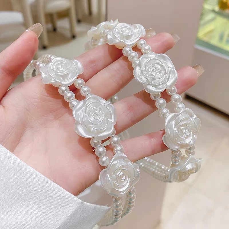 Cài tóc đính hạt hình hoa - Băng đô tóc đính hạt hình hoa
