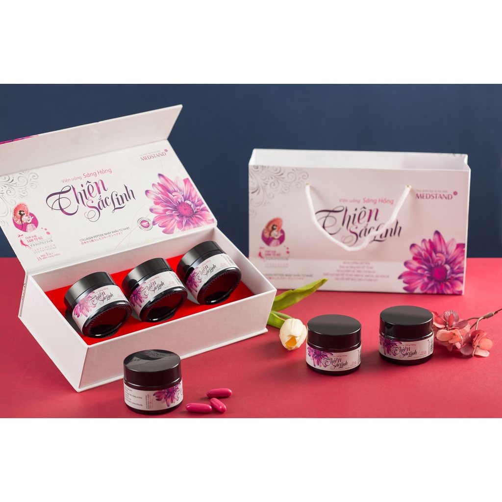 THIÊN SẮC LINH – Hỗ trợ cân bằng nội tiết tố nữ, chống oxy hoá ở phụ nữ, giảm nám da, sạm da (3 lọ x15 viên)
