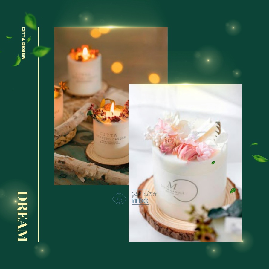 Set Hộp Quà Nến Thơm Hoa Khô Trang Trí CITTA 7 Mùi Hương Thơm Làm Quà Tặng Sinh Nhật