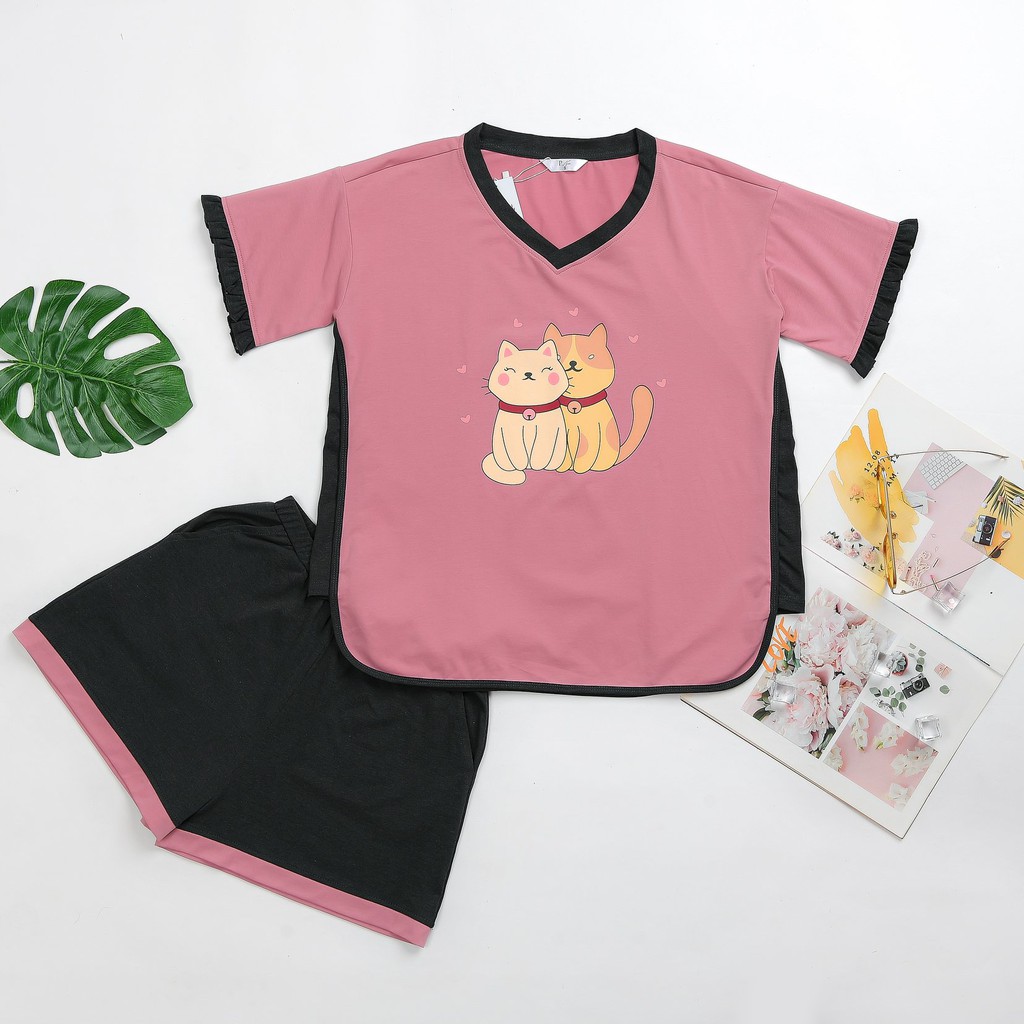 Bộ mặc nhà cotton cộc tay quần đùi P.noir PSS20-008 hàng chính hãng