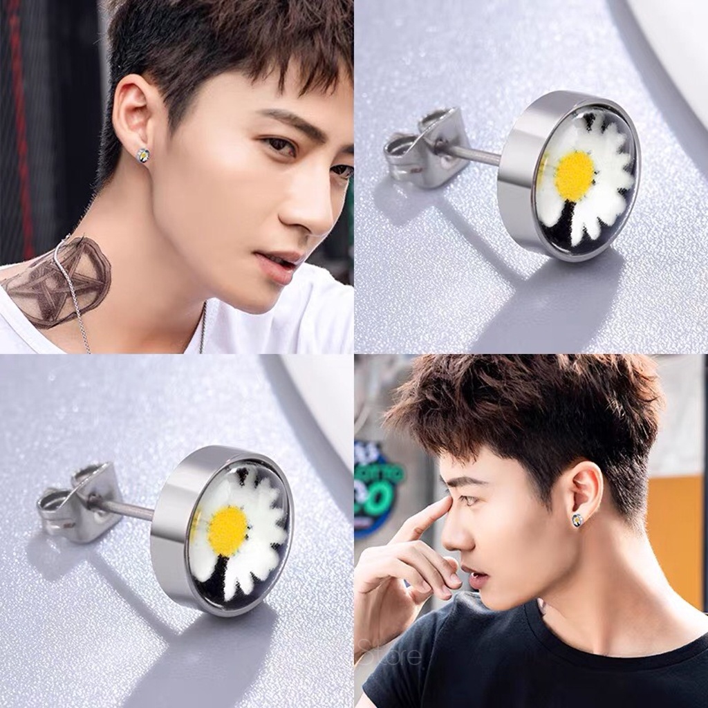Bông tai, Khuyên tai nam nữ họa tiết hoa cúc dạ quang phát sáng phong cách hàn quốc, Cá tính, Unisex, ES828, 1 chiếc