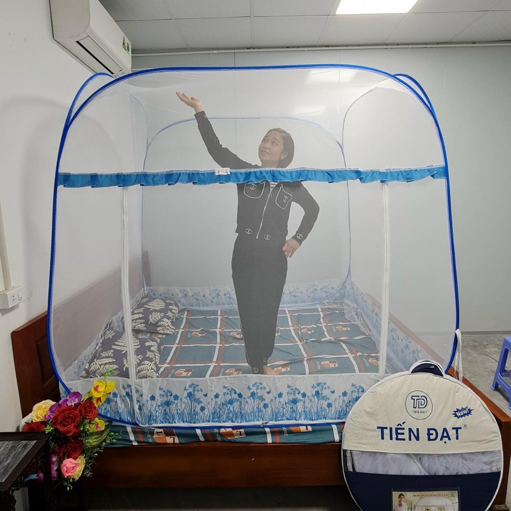 Màn Chụp Tự Bung Đỉnh Vuông Cao Cấp Tiến Đạt - Mùng Gấp Chống Muỗi - BH 12 Tháng