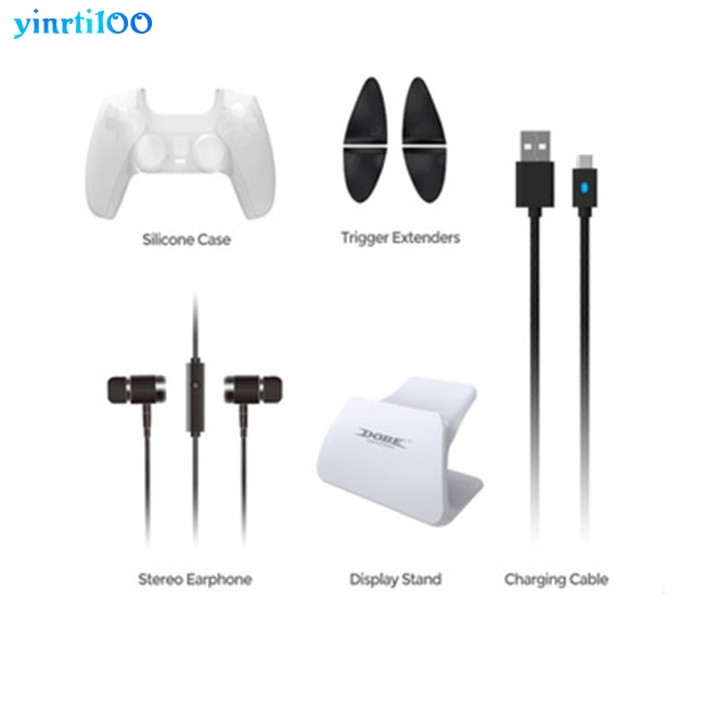 Bộ Vỏ Bảo Vệ Tay Cầm 8 Trong 1 Yinrti100 1 Abs Ps5 + Nút Bấm + Giá Đỡ Trưng Bày + Cáp Sạc