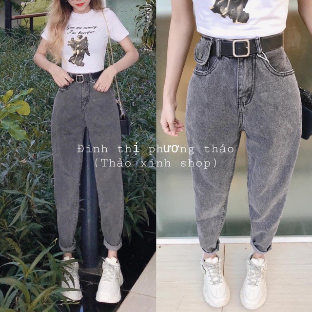 Quần baggy nữ jean nắp lệch phong cách F10