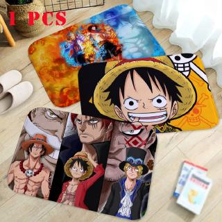 [H & L] Thảm Lót Sàn Nhà Bếp / Nhà Tắm Vải Flannel Mềm Chống Trượt In Hoạt Hình One Piece Luffy