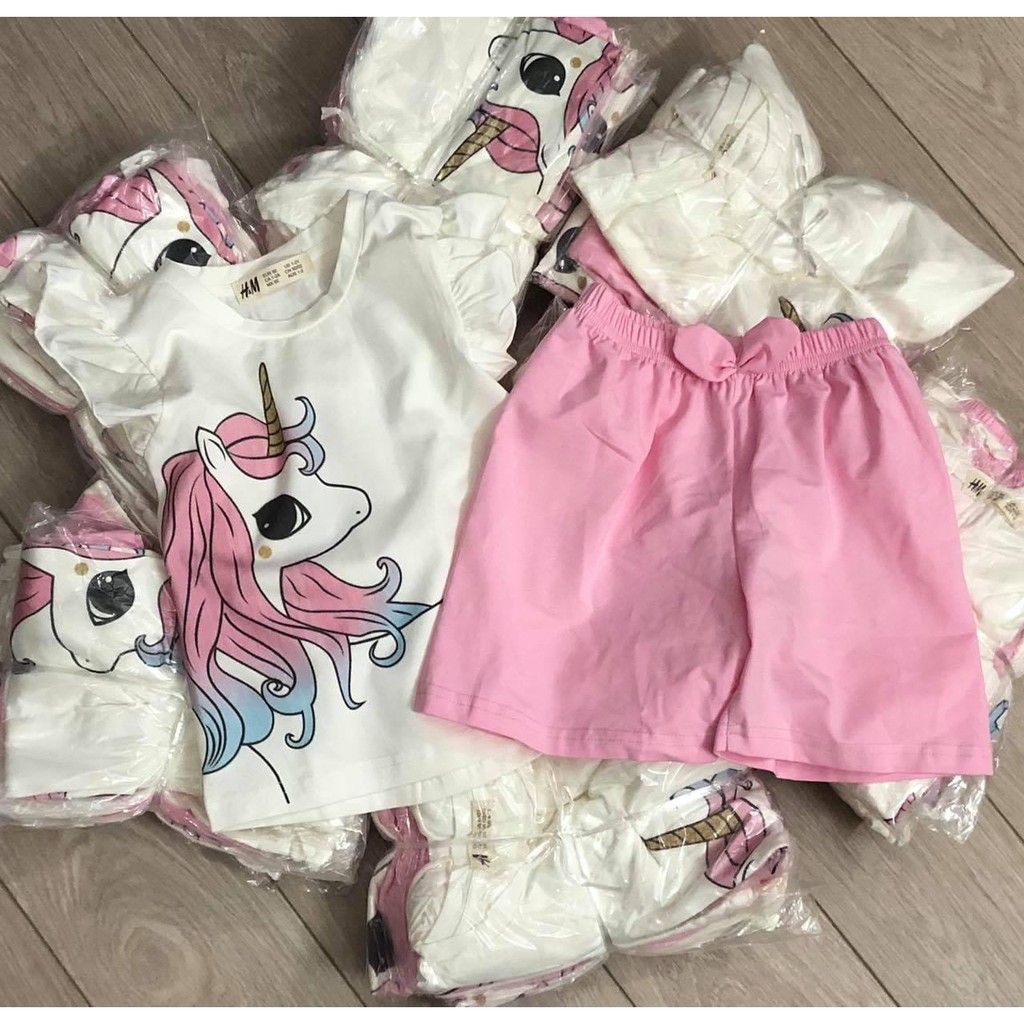 SBG2203 SET COTTON HÌNH NGỰA PONY HỒNG CHO BÉ