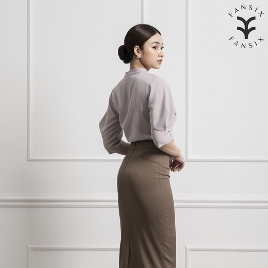 Áo sơ mi nữ thiết kế xếp ly cổ độc đáo FANSIX - A04 sơ mi công sở, vải Mango mềm mại | BigBuy360 - bigbuy360.vn