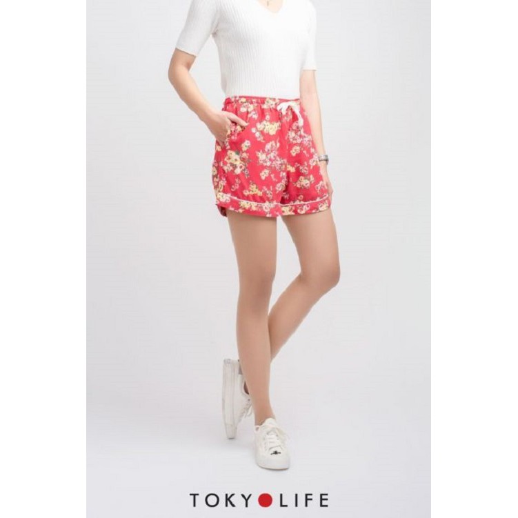 Quần Shorts lanh Nữ TOKYOLIFE họa tiết bắt mắt I9SHP003G