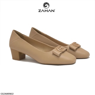 Giày cao gót mũi vuông nơ, đế cao su, 3 cm cgza8619g2