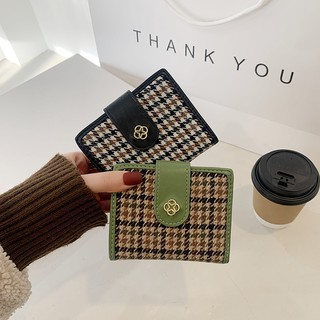 Ví Ngắn Cầm Tay Kẻ Caro Xinh Xắn Cho Nữ