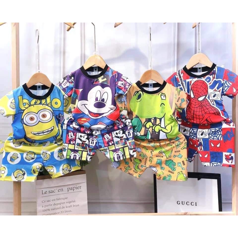 [Xả kho] Bộ Hulk, người nhện, minion, mickey hoạt hình siêu dễ thương cho bé từ 8kg đến 17kg
