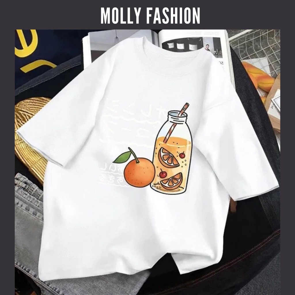 Áo thun tay lỡ ❤️ Áo phông Unisex ORANGE JUICE form rộng Freesize dành cho nam nữ Molly Fashion