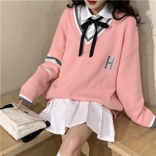 Set áo len hàn quốc kèm áo sơ mi