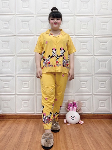 Bộ pijama big size quần dài tay ngắn size lớn 75-85kg nhiều màu1