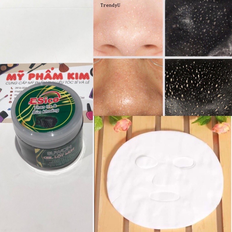 ✅Combo mặt nạ giấy lột mụn+Gel lột mụn Esico than tre bùn khoáng 35g