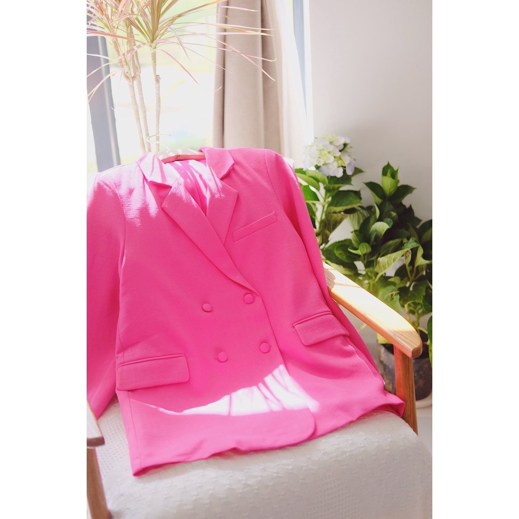 Ceci Cela - Áo Vest Blazer Màu Hồng Cánh Sen Hot trend Tay Dài