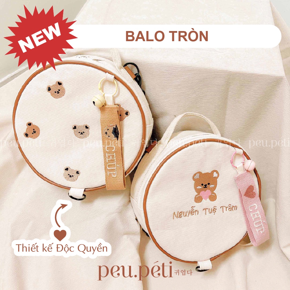 XẢ BALO THÊU TÊN BÉ THEO YÊU CẦU style Hàn giá tốt nhất Sàn- by peu.péti