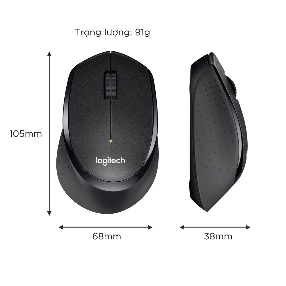 [Mã ELLOGIWL5 giảm 10% đơn 500K] Chuột không dây Logitech M330 Silent Plus - Giảm ồn, USB, thuận tay phải, PC/ Laptop